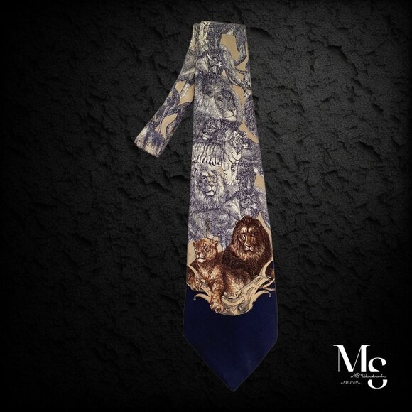 GIANFRANCO FERRE Beige & Gray Animal Print Silk Tie Made In Italy W:3.75" EX CD - Picture 6 of 6